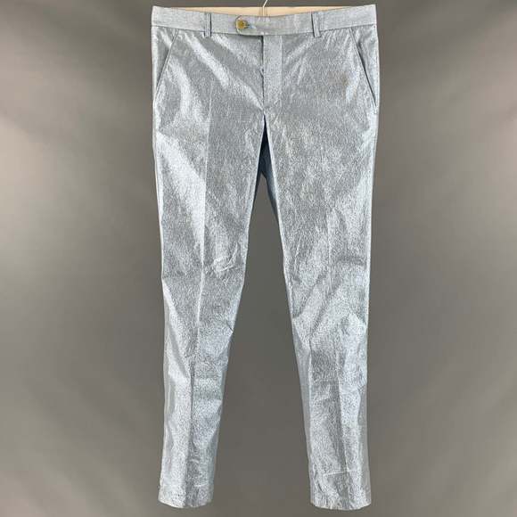 WALTER VAN BEIRENDONCK Other - WALTER VAN BEIRENDONCK Silver Light Blue Polyamide Blend Dress Pants